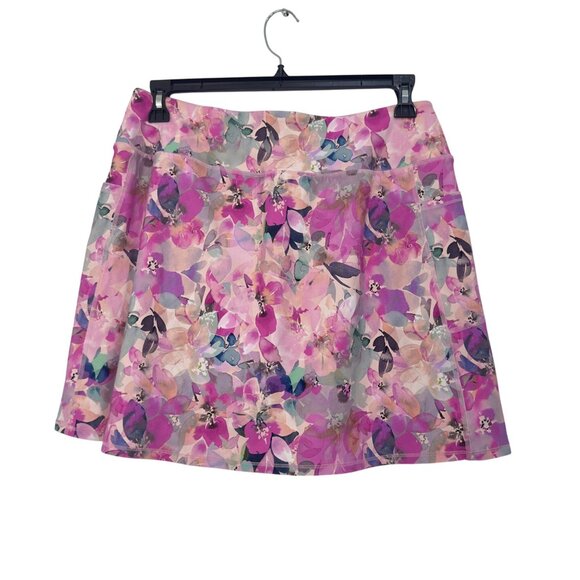 SKECHERS Pink Floral Pattern Athletic Skort With Built-In Shorts Size XL - Picture 9 of 10